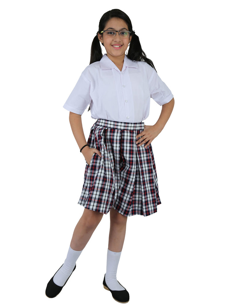 White Blue Checks Skirt