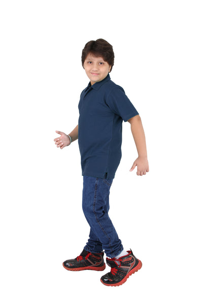 navy blue collar t shirt combination