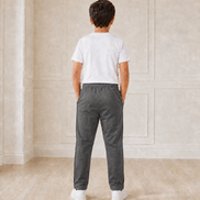 Dark Grey Melange Uniform Track Pants with Black Piping