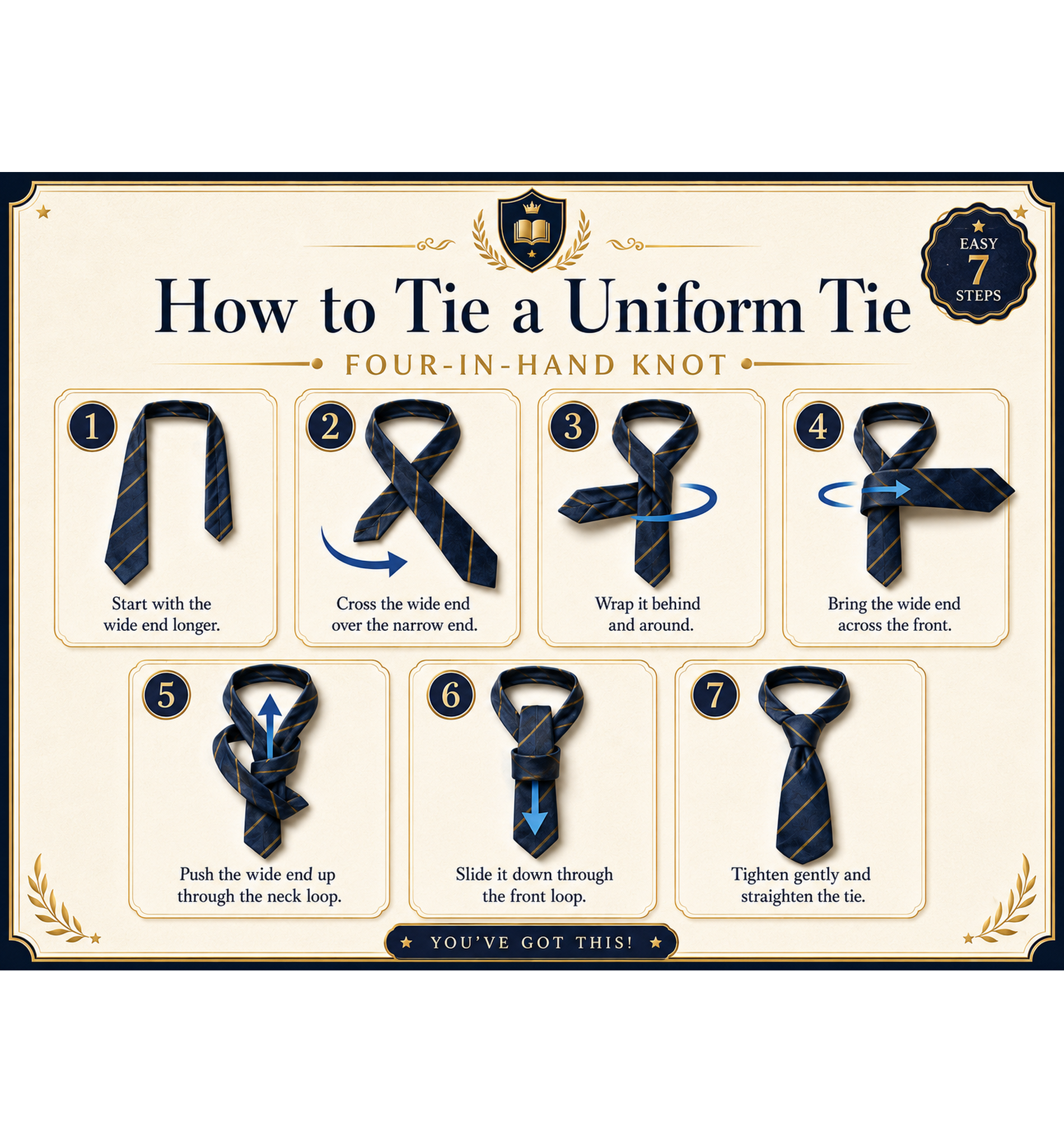 Navy Blue School Tie with Red Stripes