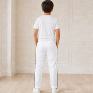 White Uniform Track Pants with Black Side Piping
