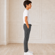 Dark Grey Melange Uniform Track Pants with Black Piping