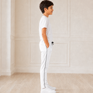 White Uniform Track Pants with Black Side Piping