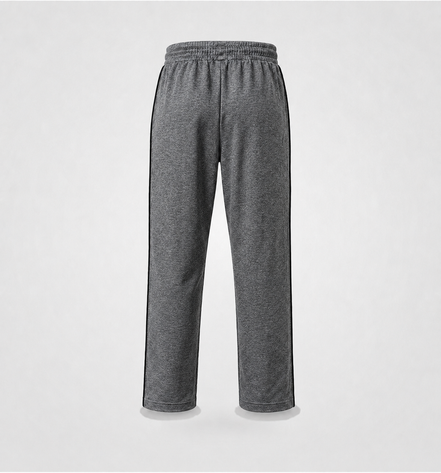 Dark Grey Melange Uniform Track Pants with Black Piping