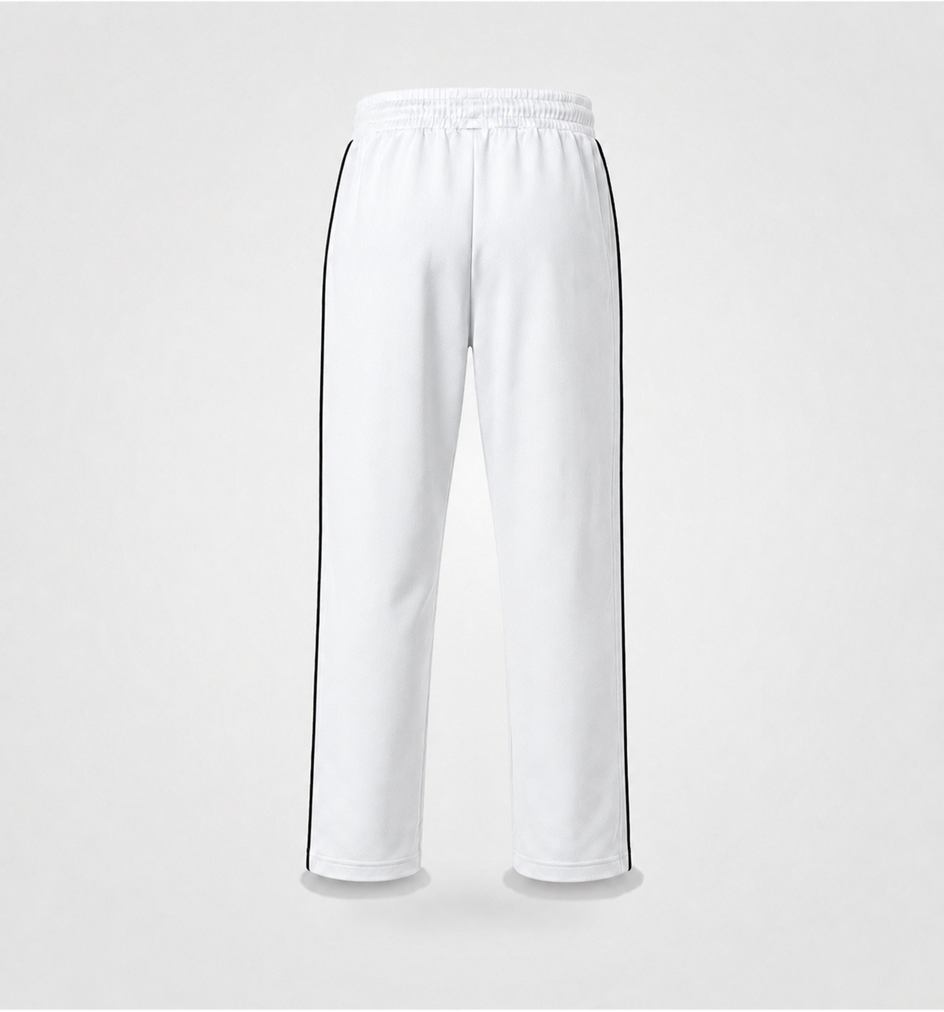 White Uniform Track Pants with Black Side Piping
