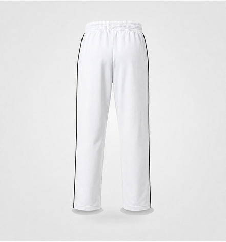 White Uniform Track Pants with Black Side Piping
