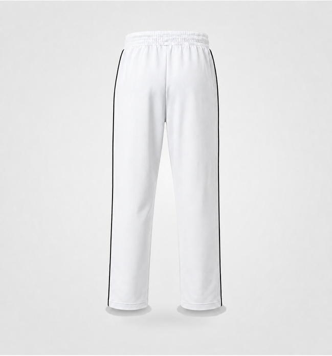 White Uniform Track Pants with Black Side Piping