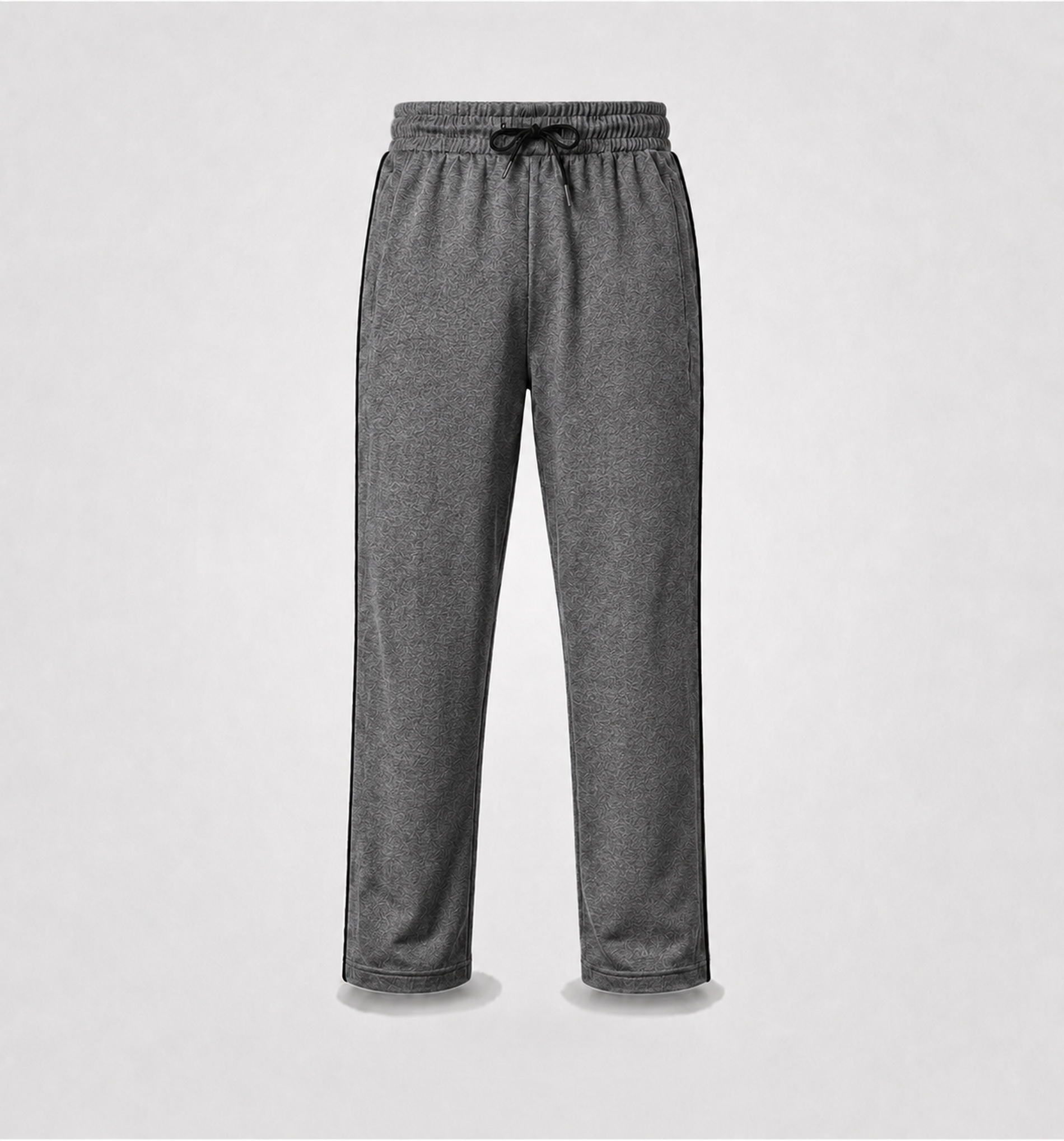 Dark Grey Melange Uniform Track Pants with Black Piping