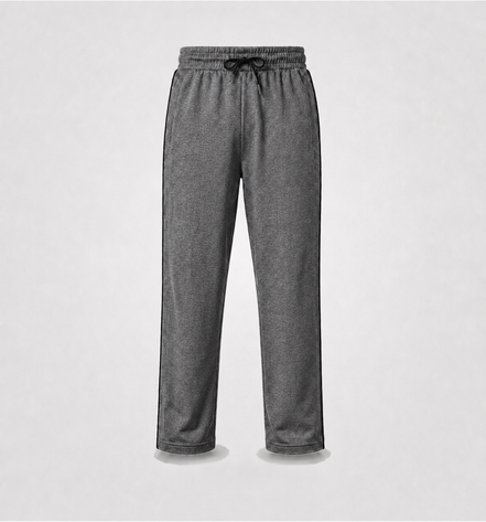 Dark Grey Melange Uniform Track Pants with Black Piping