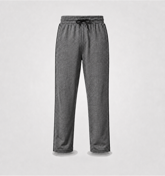 Dark Grey Melange Uniform Track Pants with Black Piping