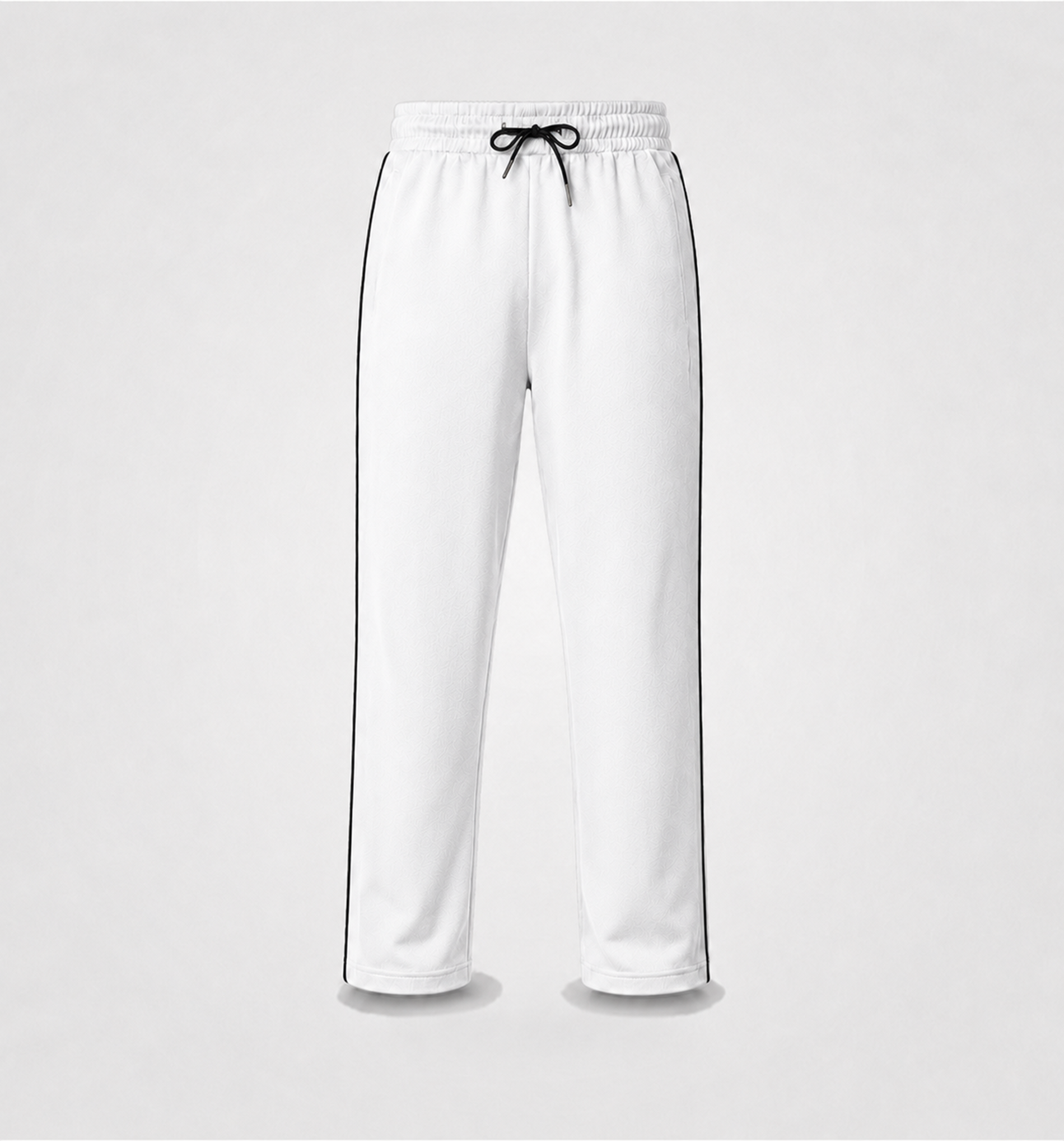 White Uniform Track Pants with Black Side Piping