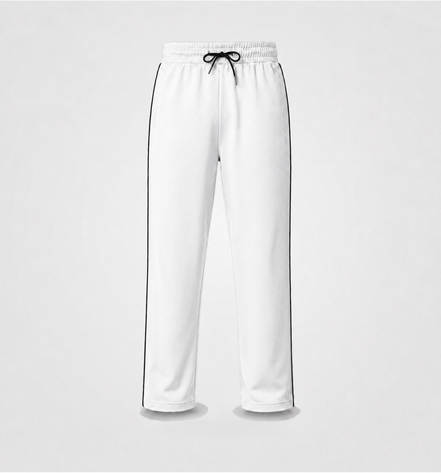 White Uniform Track Pants with Black Side Piping