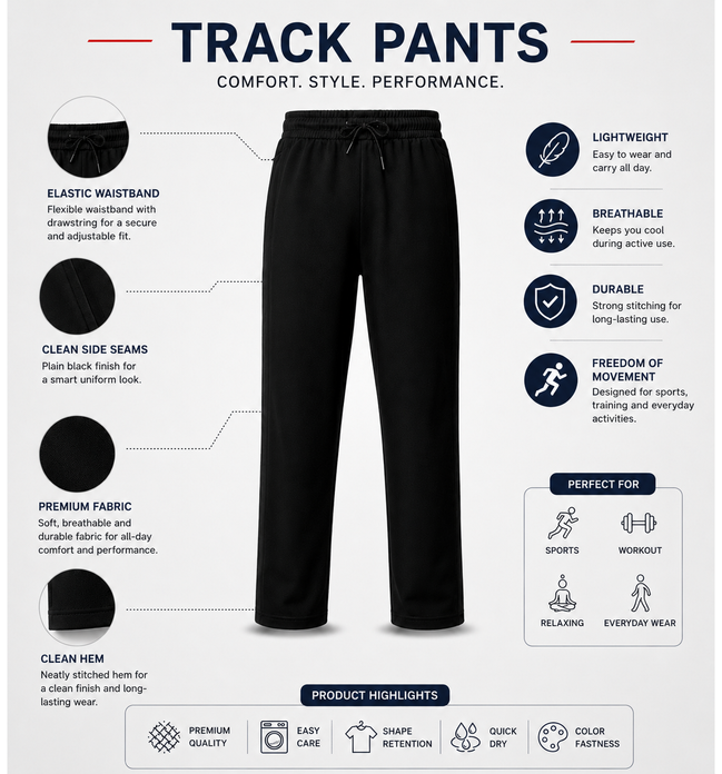 Black Uniform Track Pants