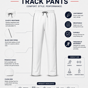 White Uniform Track Pants with Black Side Piping