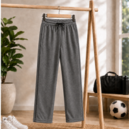 Dark Grey Melange Uniform Track Pants with Black Piping