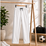 White Uniform Track Pants with Black Side Piping