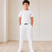 White Uniform Track Pants with Black Side Piping