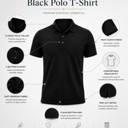 Black Polo Uniform T-Shirt