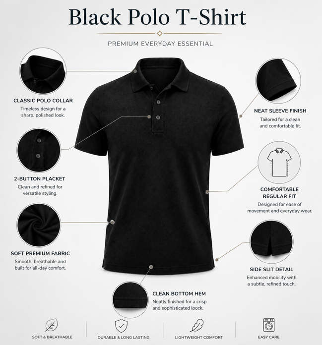 Black Polo Uniform T-Shirt