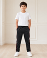 Boys’ Black Fashion Track Pants with Red Piping
