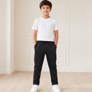 Boys’ Black Fashion Track Pants with Red Piping