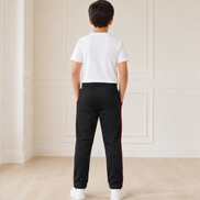 Boys’ Black Fashion Track Pants with Red Piping