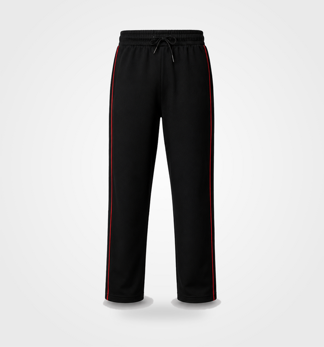 Boys’ Black Fashion Track Pants with Red Piping