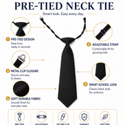Black Pre-Tied School Uniform Tie