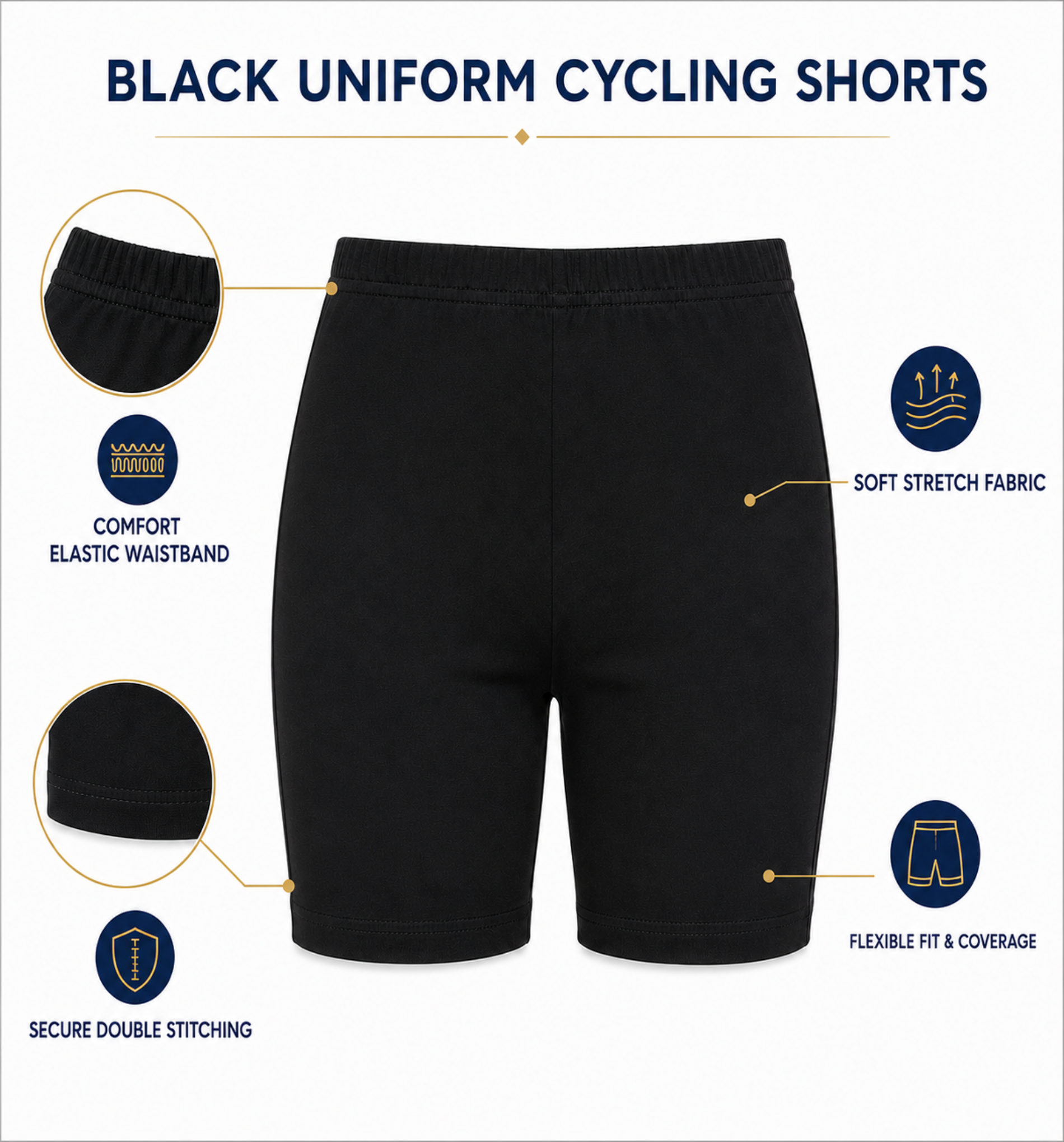 Black Uniform Cycling Shorts