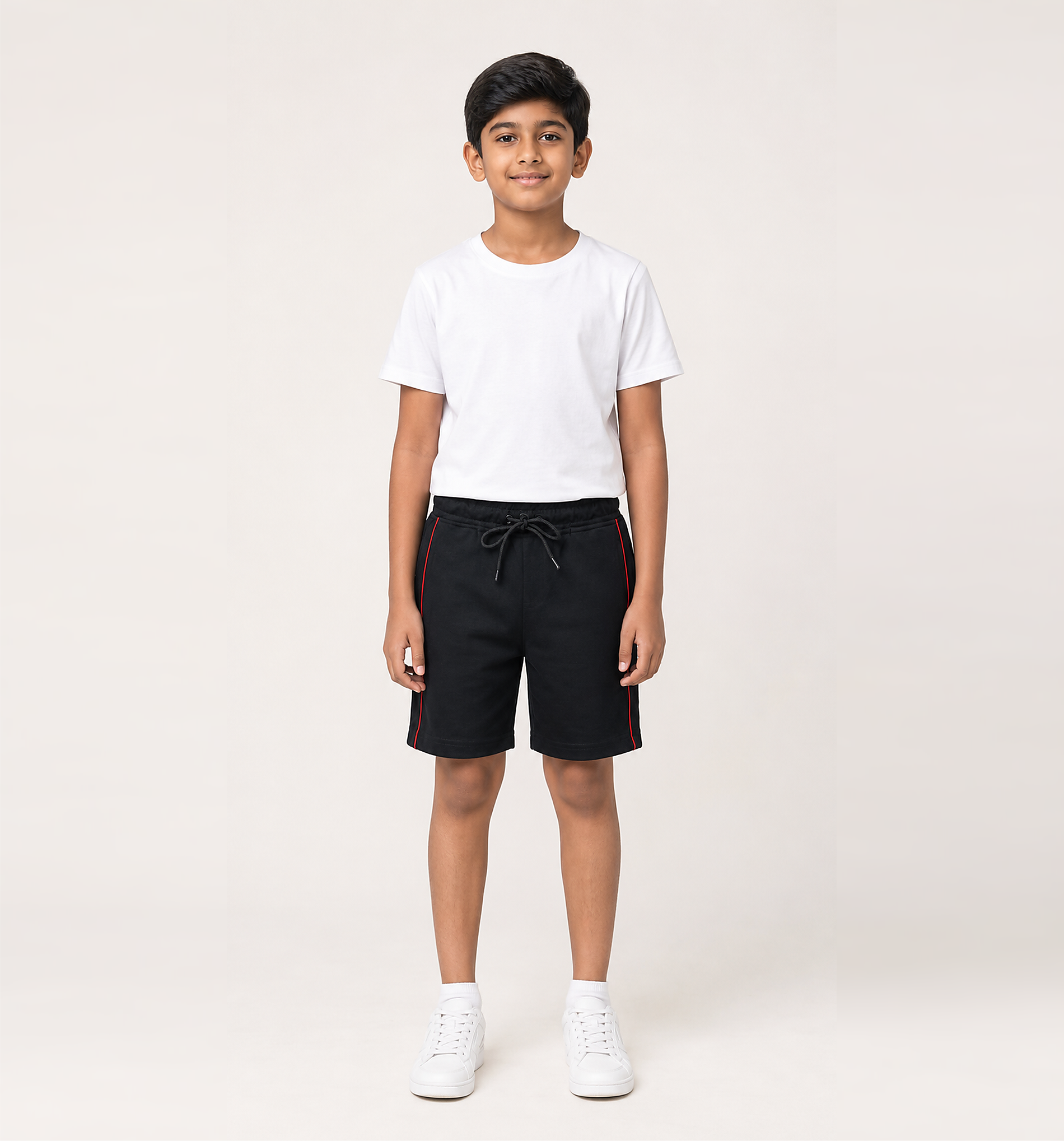 Boys Knit Shorts with Piping