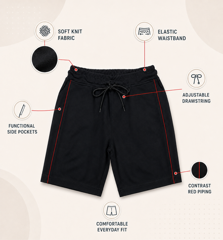 Boys Knit Shorts with Piping
