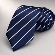Navy Blue School Tie with White Stripes