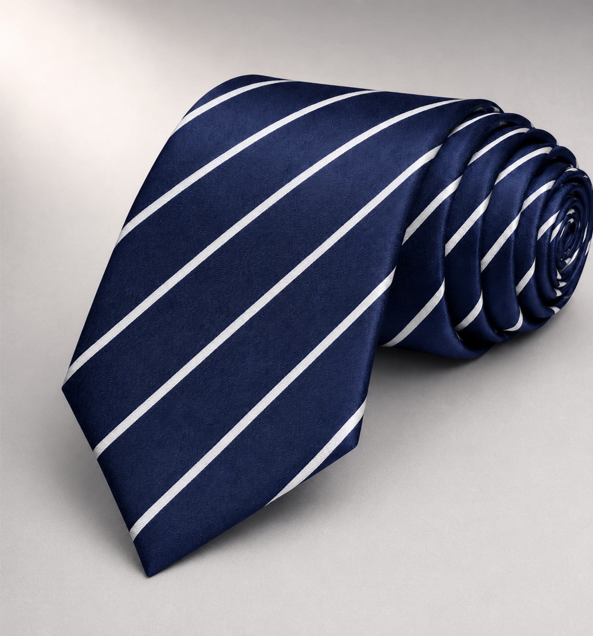 Navy Blue School Tie with White Stripes