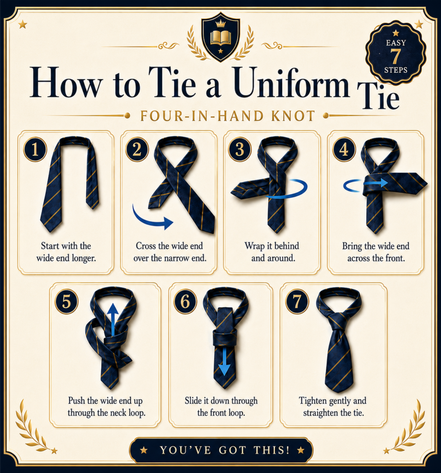 Navy Blue School Tie with White Stripes