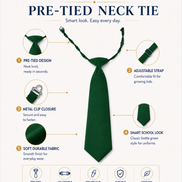 Bottle Green Pre-Tied School Uniform Tie