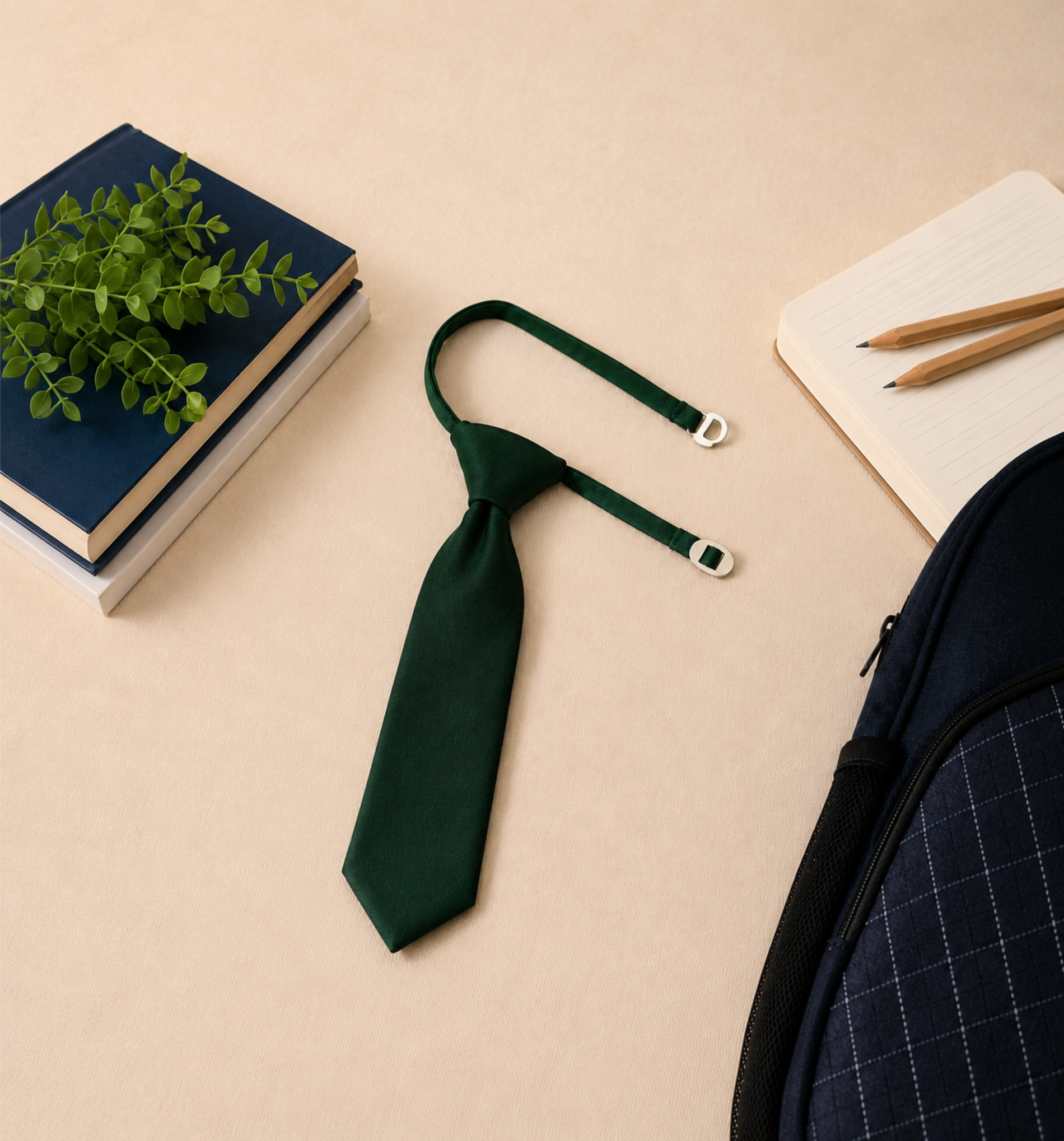 Bottle Green Pre-Tied School Uniform Tie