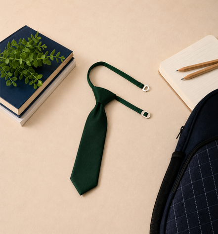 Bottle Green Pre-Tied School Uniform Tie