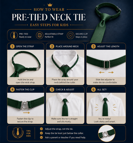 Bottle Green Pre-Tied School Uniform Tie