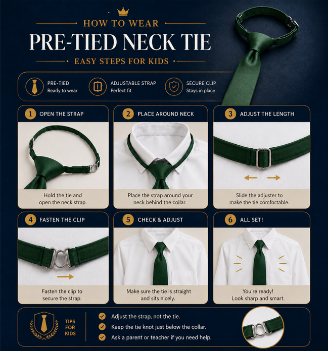 Bottle Green Pre-Tied School Uniform Tie