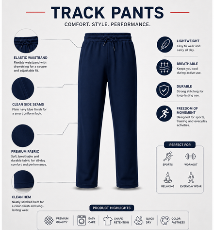 Navy blue Uniform Track Pants