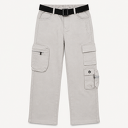 Boys’ Light Grey Cotton Utility Cargo Pants