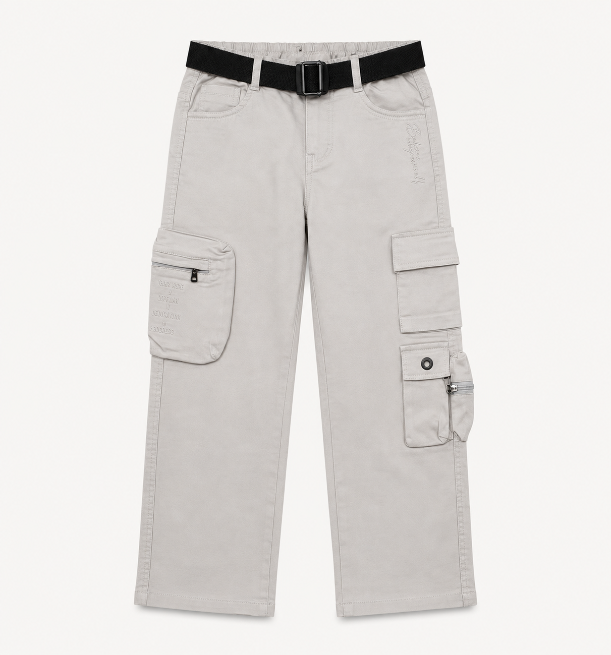 Boys’ Light Grey Cotton Utility Cargo Pants
