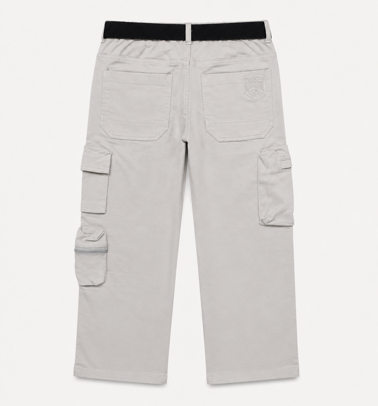 Boys’ Light Grey Cotton Utility Cargo Pants