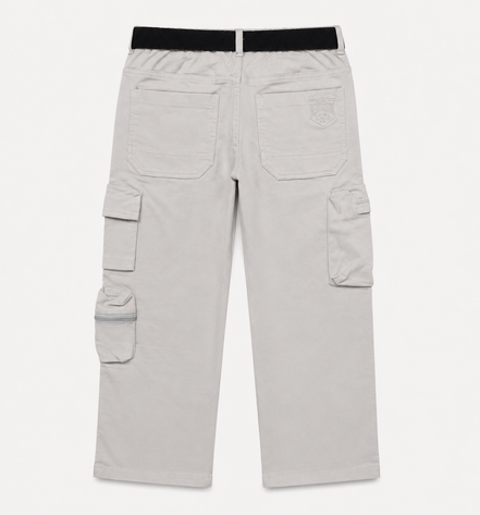 Boys’ Light Grey Cotton Utility Cargo Pants