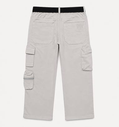 Boys’ Light Grey Cotton Utility Cargo Pants