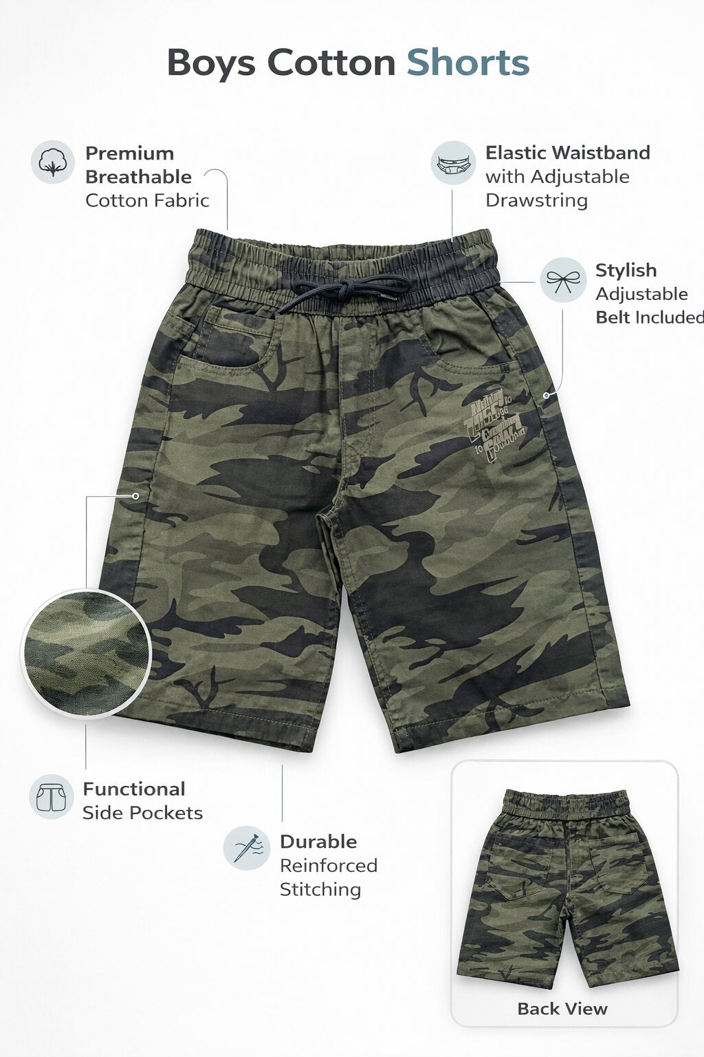 Summer Capri Shorts for Kids - Green