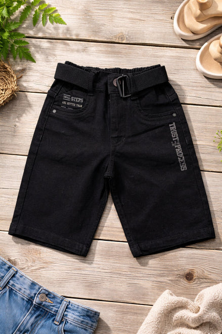 Denim Regular Shorts for Boys - Black