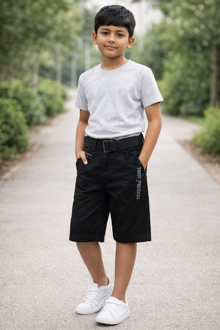 Denim Regular Shorts for Boys - Black