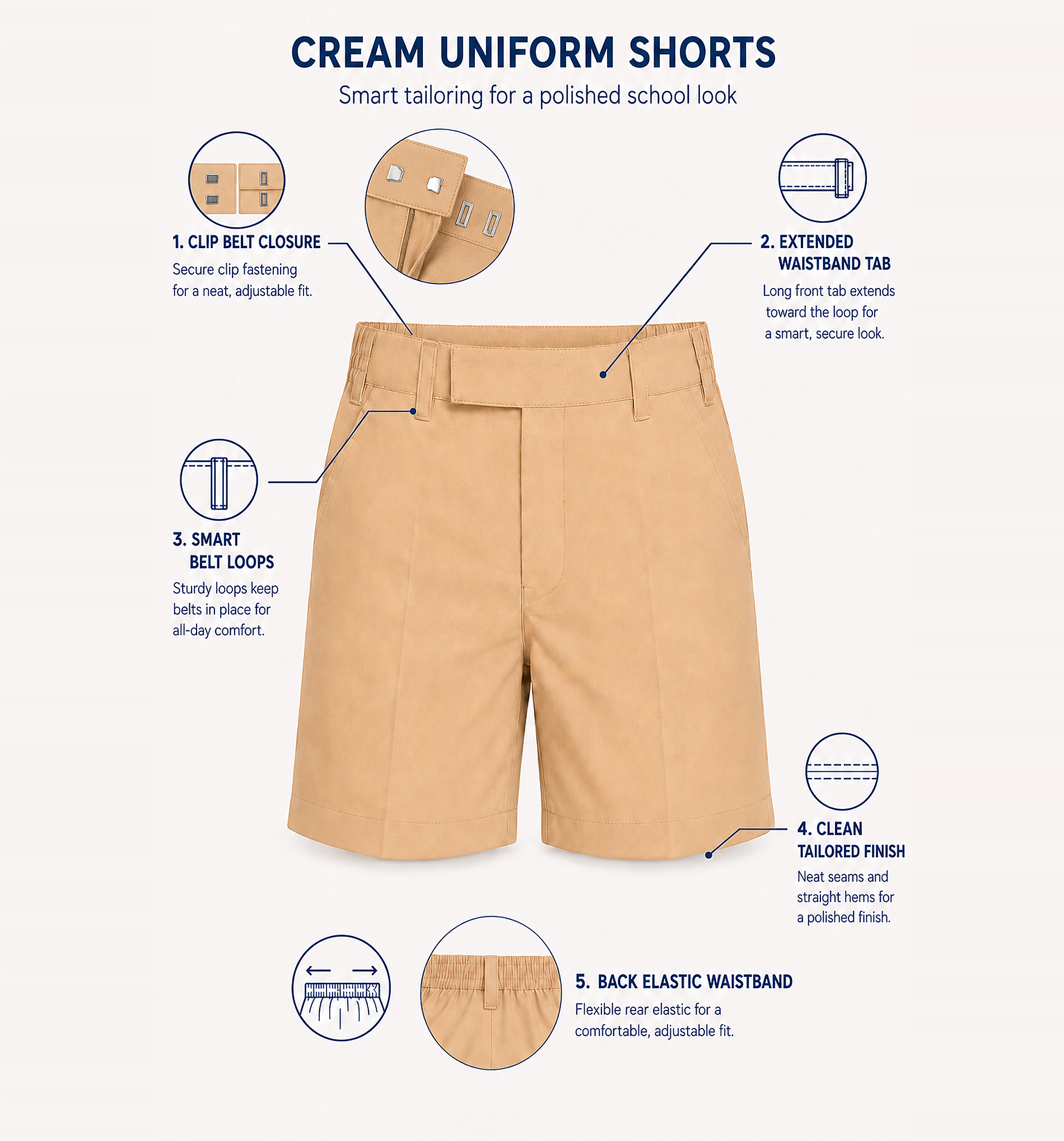 Sandy Brown School Uniform Shorts