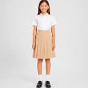 Sandy Brown Pleated School Uniform Skirt